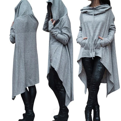 New European and N Pure Color Long Hoodie