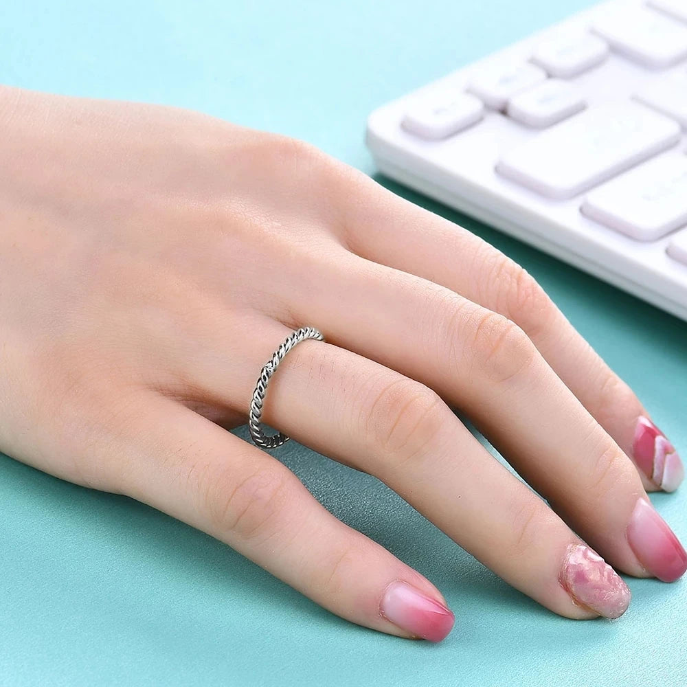 Beads Water Ripple Beaded Stainless Steel Mini Rings