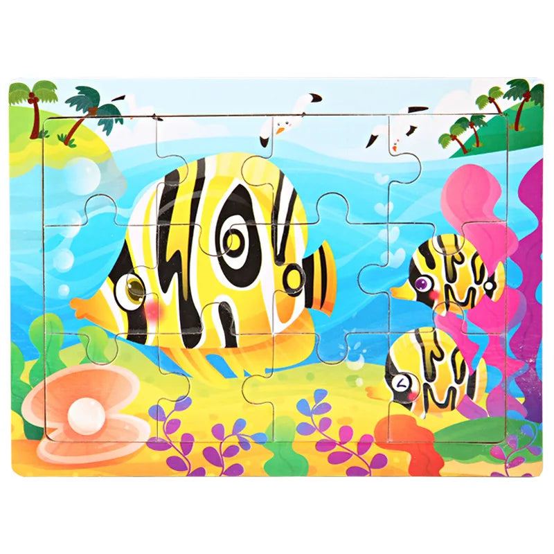 15*11cm 3D Puzzle Cartoon Animals Wood Puzzle Kids