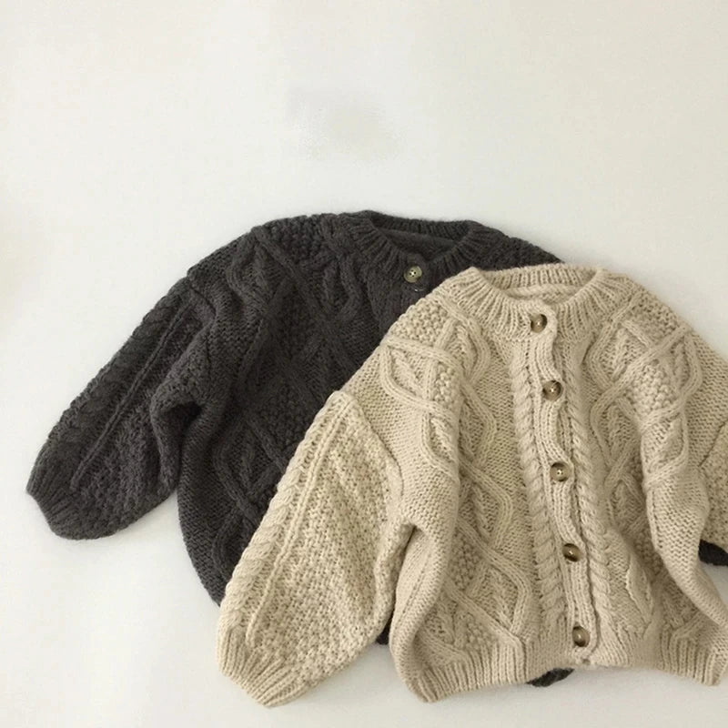 Single Breast Girls Brief Style Sweater 1-7Y