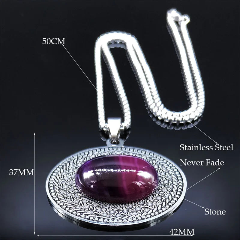 Stainless Steel Bohemia Natural Stone Vintage Necklaces