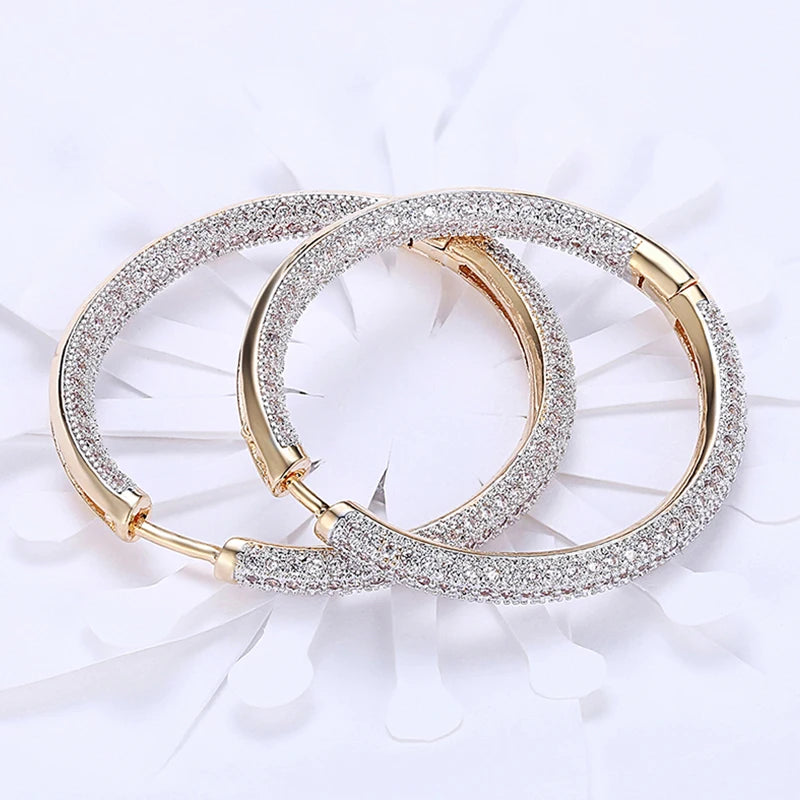 DANA 925 Silver 18K Gold Circle Hoop Earrings
