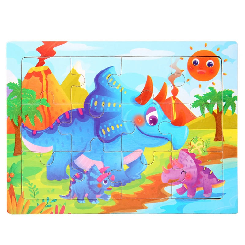 15*11cm 3D Puzzle Cartoon Animals Wood Puzzle Kids