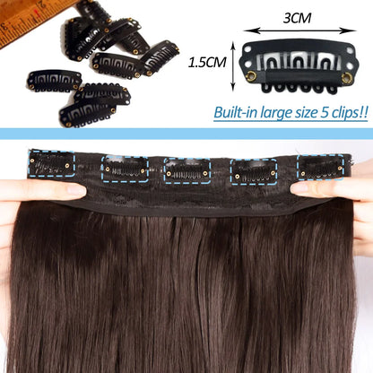 5 Clips Long Wavy Clip In Hair Extensions Synthetic Heat Resistant One Piece False Blonde