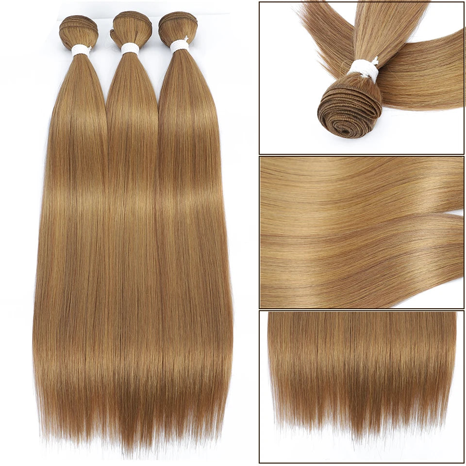 Bone Straight Hair Extensions Brown Color