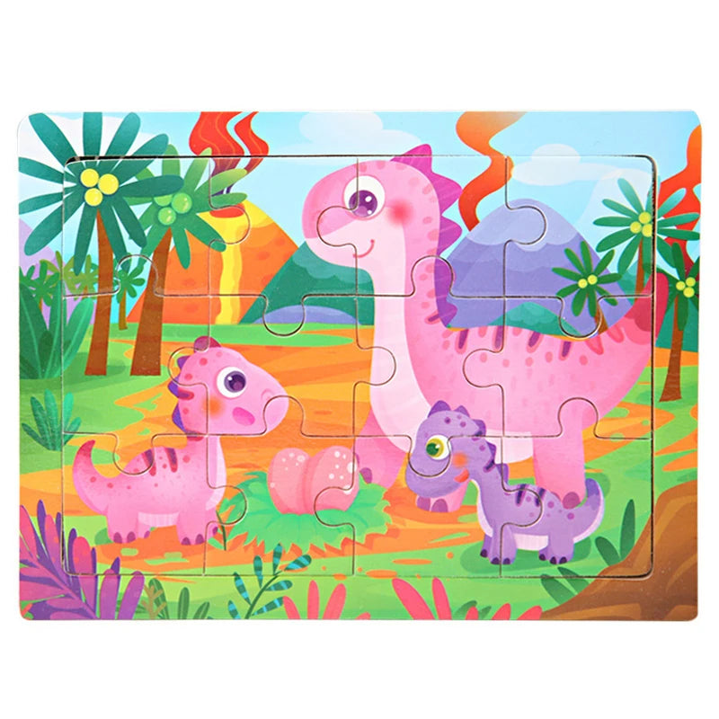 15*11cm 3D Puzzle Cartoon Animals Wood Puzzle Kids