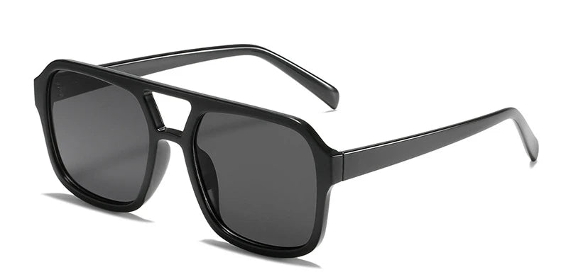 Retro Square Double Beam Yellow Oversized Sunglasses