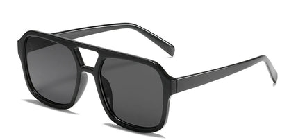 Retro Square Double Beam Yellow Oversized Sunglasses