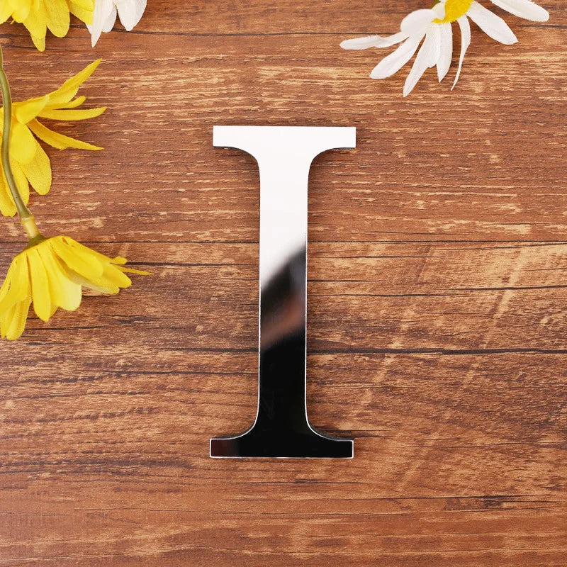 Silver Letter Acrylic 3D Mirror Wall Sticker