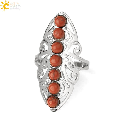 7 Chakra Stone Bead Finger Meditation Healing Point Yoga Ring