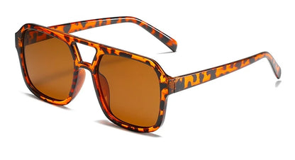 Retro Square Double Beam Yellow Oversized Sunglasses