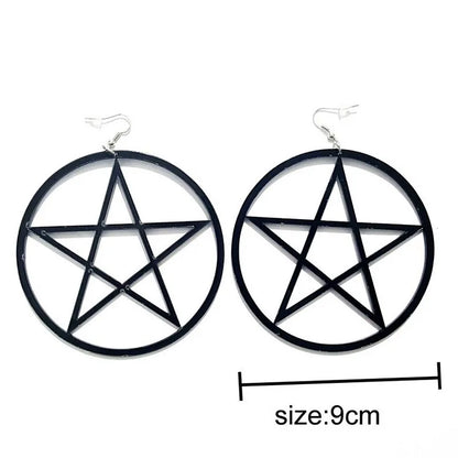 Acrylic Big Round Pentagram Drop Pink Circle Star Dangle Earrings