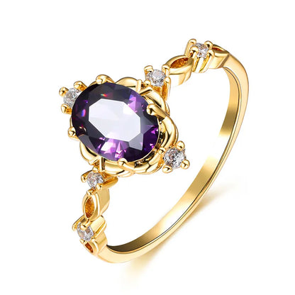 Charm Gold Silver White Opal Oval Stone Crystal Rings
