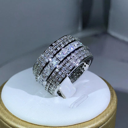 Elegant 925 Sterling Silver Exquisite White Zircon Stone Ring