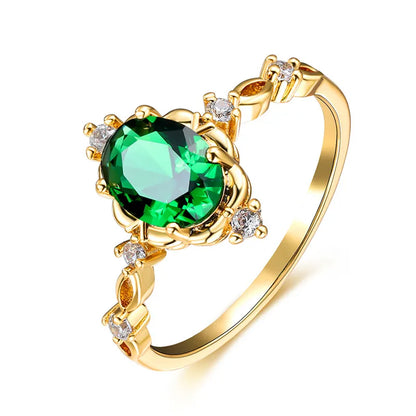 Charm Gold Silver White Opal Oval Stone Crystal Rings