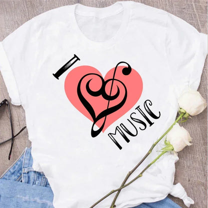Funny Music Art Short Sleeves Black T-shirt