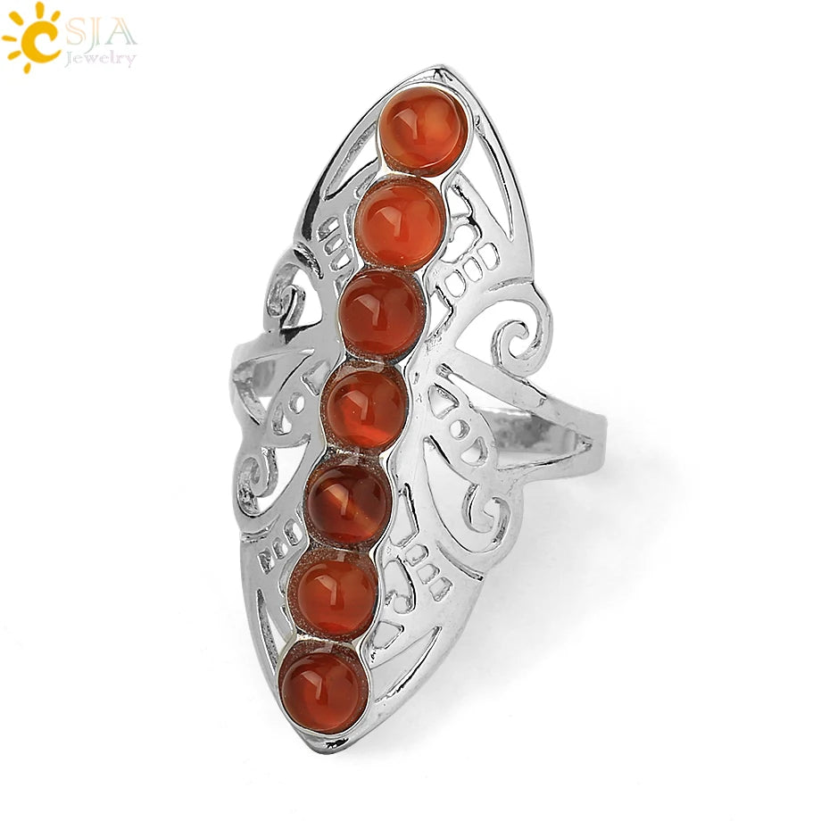 7 Chakra Stone Bead Finger Meditation Healing Point Yoga Ring