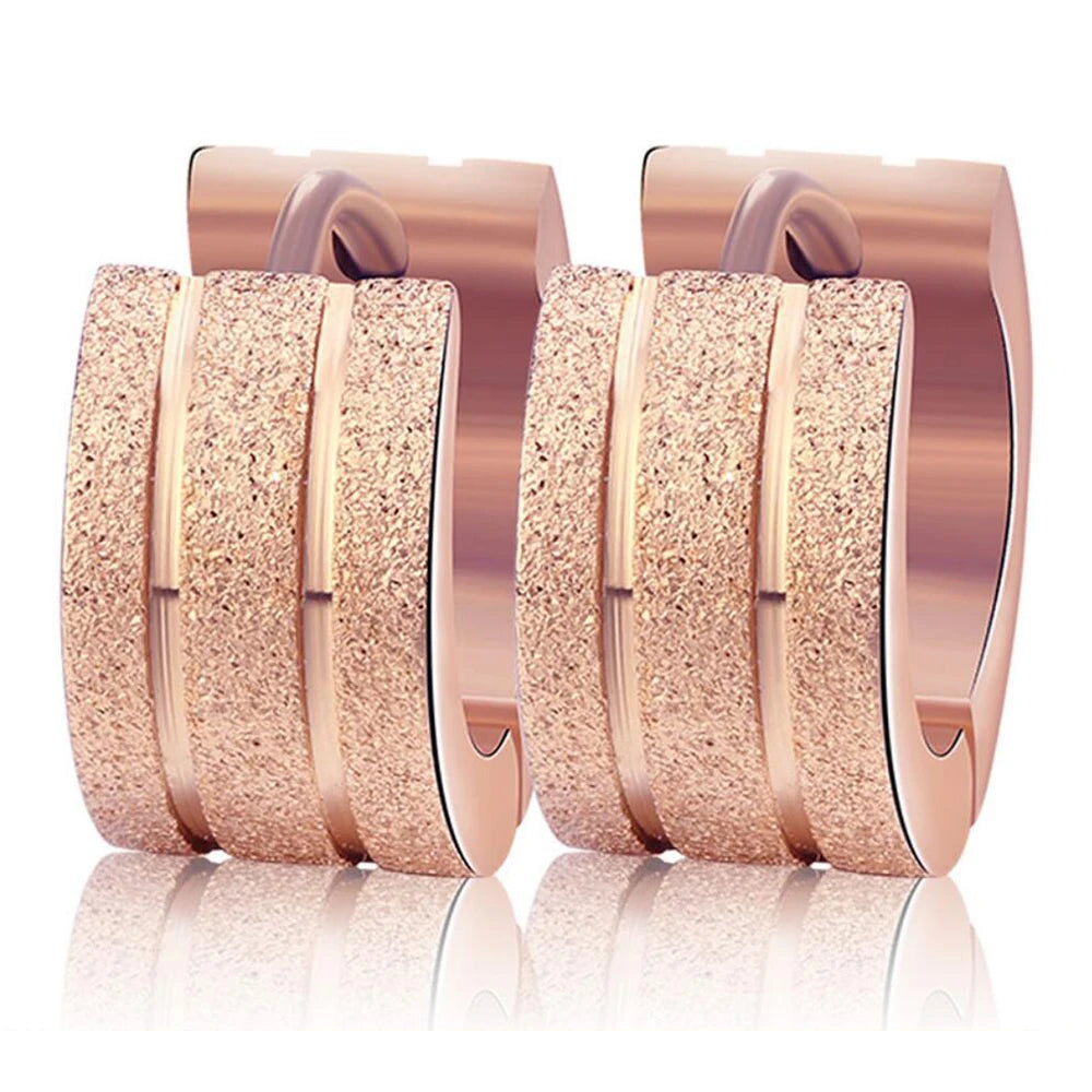 Stainless Steel Zircon Crystal hoop Earrings