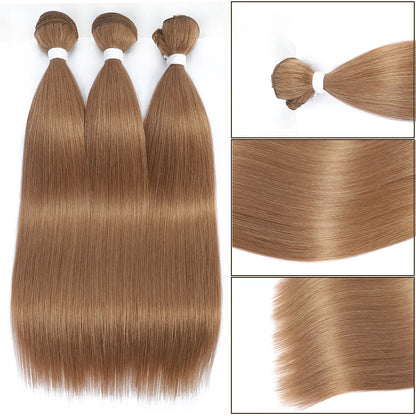 Bone Straight Hair Extensions Brown Color
