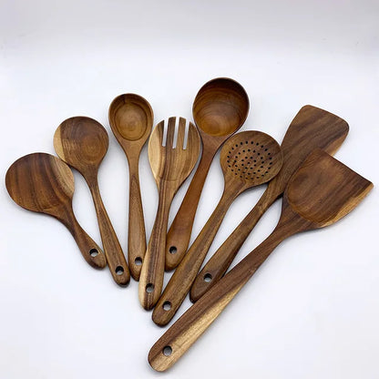 1-9Pcs/set Wooden Kitchen Utensils Set