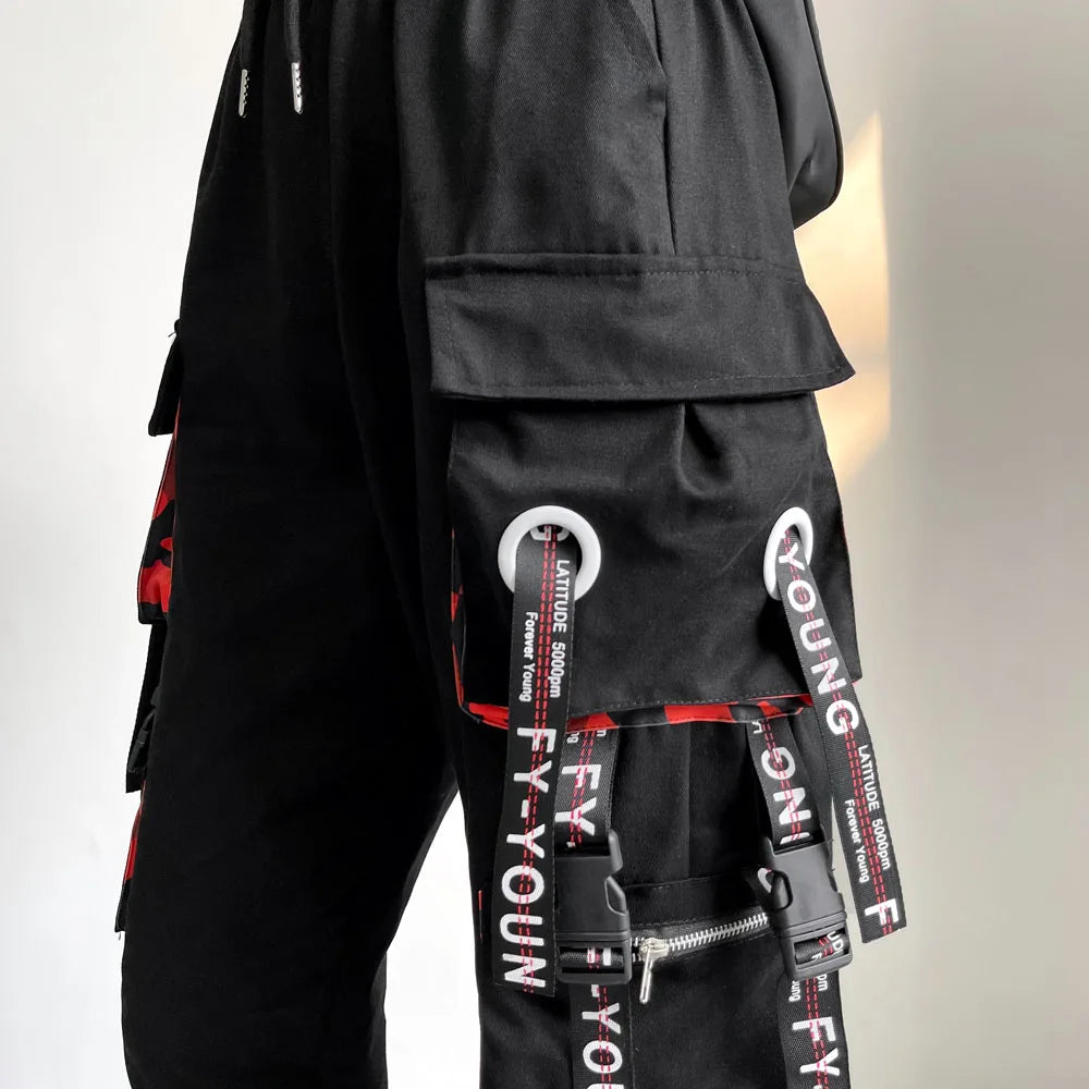 Pantalones deportivos con bolsillos estilo cargo punk