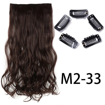 Synthetic Long Straight Clip In One Piece Hair Extension 5 Clips Fake Hair
