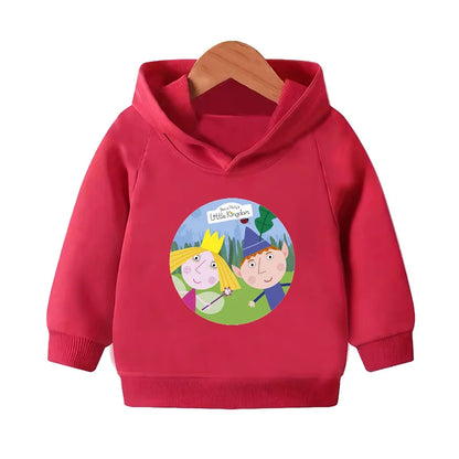 Ben and Holly Kingdom Cartoon Cute Sweatshirts Autumn Pullover Hoodies