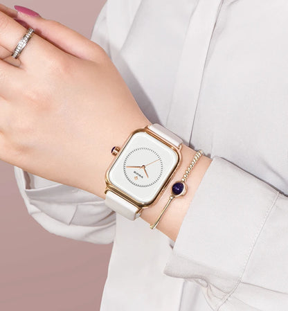 Reloj de cuarzo púrpura cuadrado de lujo