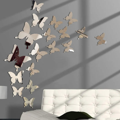 12pcs 3D Butterfly Mirror Wall Crystal Sticker