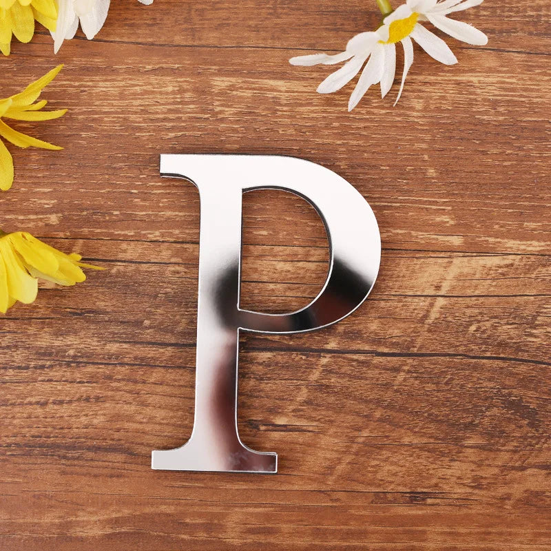 Silver Letter Acrylic 3D Mirror Wall Sticker