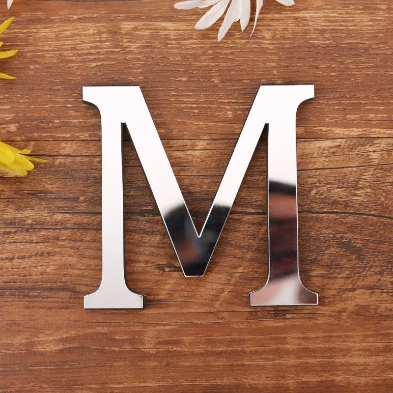 Silver Letter Acrylic 3D Mirror Wall Sticker
