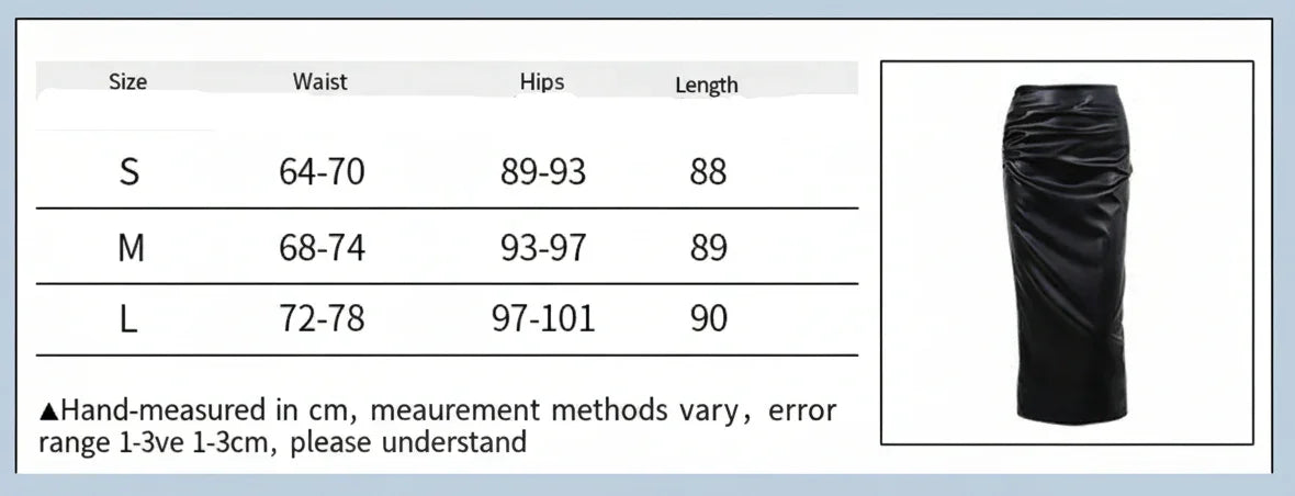 Sexy High Waist Slit Leather Long Skirt