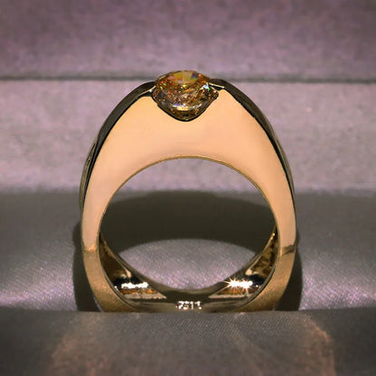 Geometric White Zircon Gold Ring