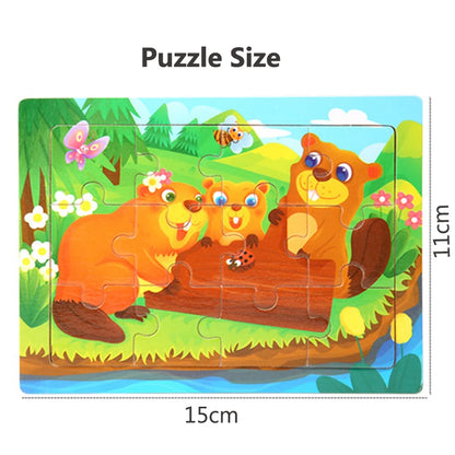 15*11cm 3D Puzzle Cartoon Animals Wood Puzzle Kids