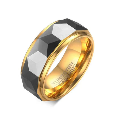 Wide Geometric Tungsten Carbide Wedding Rings