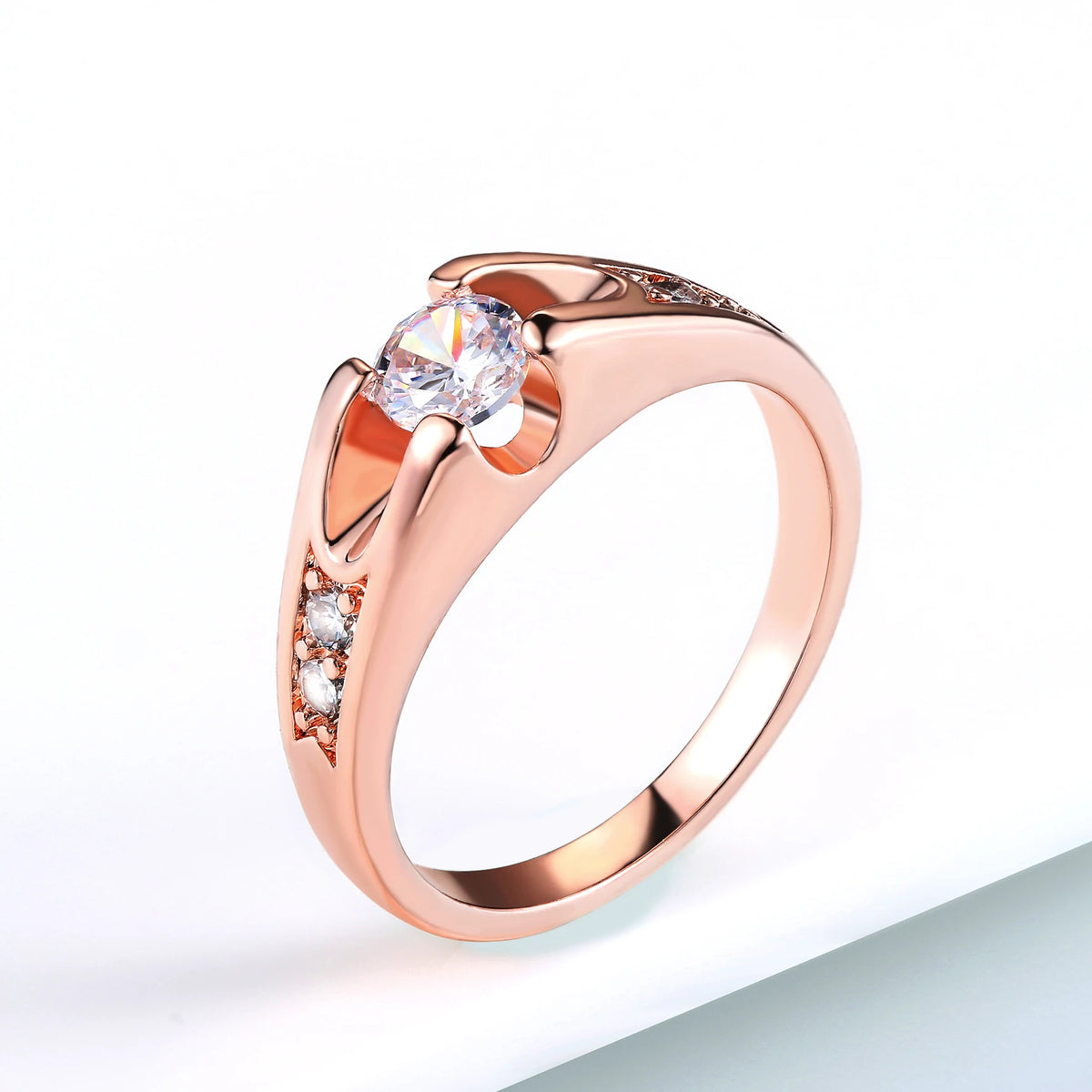 Double Fair 0.5 Carat Cubic Zircon Rose Gold Ring