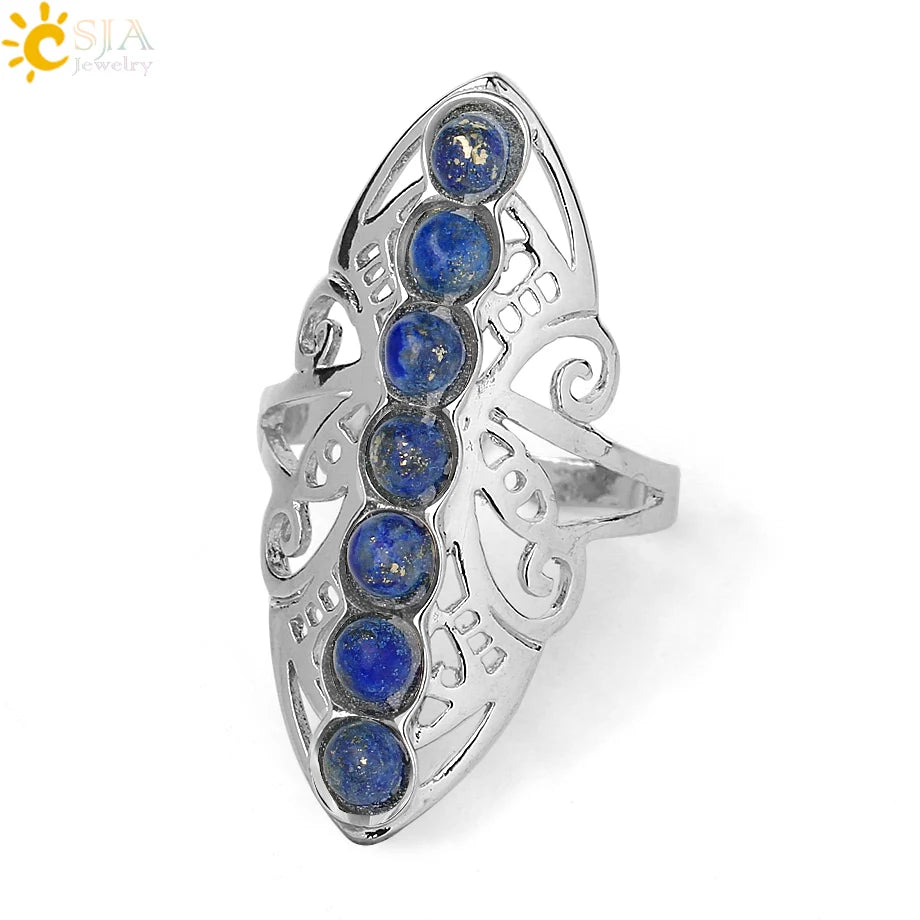 7 Chakra Stone Bead Finger Meditation Healing Point Yoga Ring