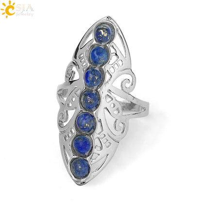 7 Chakra Stone Bead Finger Meditation Healing Point Yoga Ring