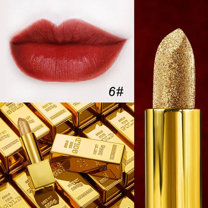 Glitter Lipstick Moisturizing Makeup Velvet Matte Gold Lipstick