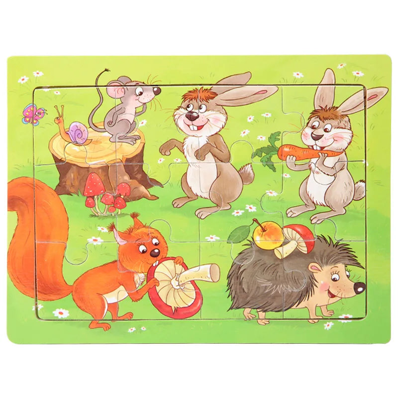 15*11cm 3D Puzzle Cartoon Animals Wood Puzzle Kids