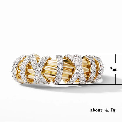 Luxury Hollow Out Cross Cubic Zirconia Gold Silver Rings