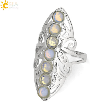 7 Chakra Stone Bead Finger Meditation Healing Point Yoga Ring
