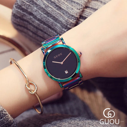 Luxury Stainless Steel Colorful Straps Purple Watches