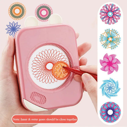 Drawing Toys Storage Interlocking Gears Wheels Painting Drawing Ruler Paper Pens Set