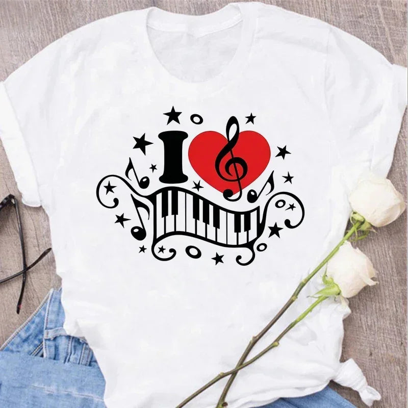 Funny Music Art Short Sleeves Black T-shirt
