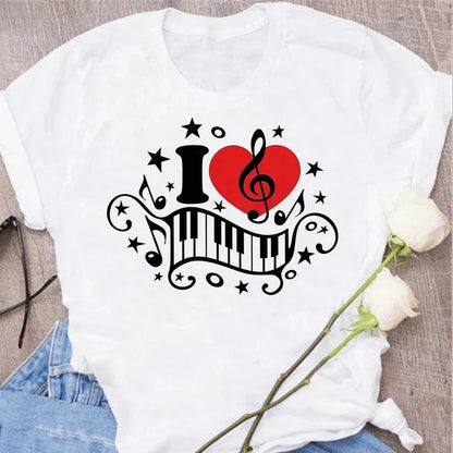Funny Music Art Short Sleeves Black T-shirt