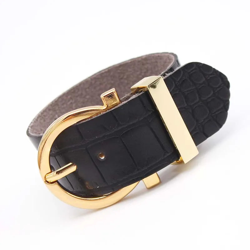 Wide Crack Leather Contracted Joker Bracelet