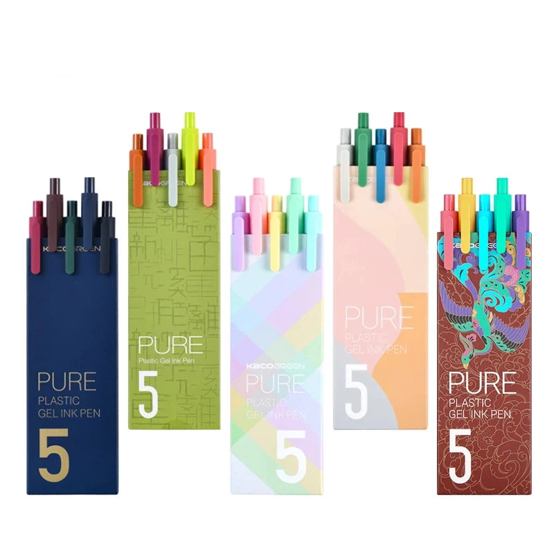 5Pcs/Pack Kaco Gel Pen Kawaii Push Sign Pens with Refill for Gel Pen