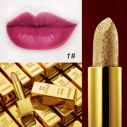 Glitter Lipstick Moisturizing Makeup Velvet Matte Gold Lipstick