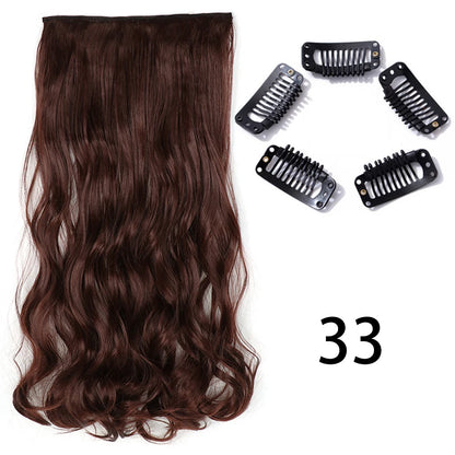 Synthetic Long Straight Clip In One Piece Hair Extension 5 Clips Fake Hair